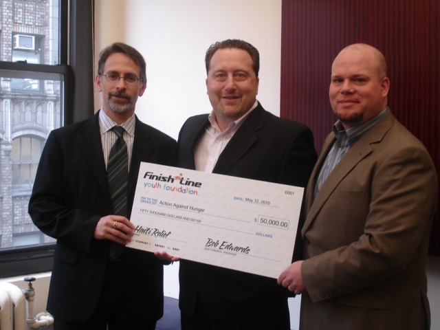 Finish Line Youth Foundation presents Action Against Hunger with a $50,000 contribution