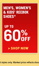Mens Womens and Kids Reebok Shoes up to 60% off Mens Womens and Kids Reebok Shoes up to 60% off