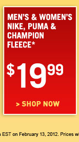Mens and Womens Nike, Puma and Champion Fleece $19.99 Mens and Womens Nike, Puma and Champion Fleece $19.99