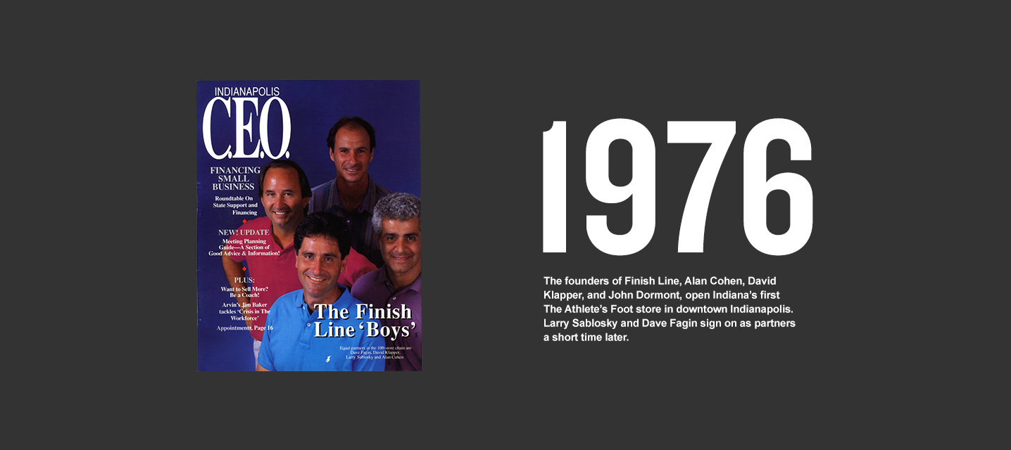 1976 - The founders of Finishline open Indiana's first The Athlete Foot Store
